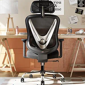Ergonomic Mesh Office Chair – 3D Adjustable Lumbar Support & Armrests, V-Shaped Back, Fully Adjustable Desk Chair for Office & Home, Black