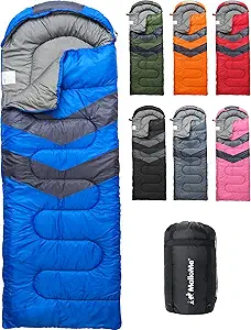 MalloMe Sleeping Bags – Cold Weather & Warm Options for Adults and Kids (Ages 10-12) – Lightweight, Compact, Backpacking & Camping Essentials for Hiking, Outdoor Adventures, and Sleep Comfort