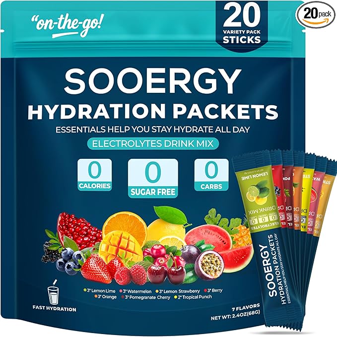 Sugar-Free Electrolyte Drink Mix Packets – 7 Flavors, 20 Sticks