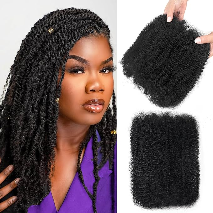Dilekay Afro Kinky 100g Bulk Human Hair – 2 Bundles, 18 Inch, 4C Afro Kinky-Curly Texture – Soft Natural Black Hair for Mini Twists, Dreadlocks, Locs, and Braiding Extensions