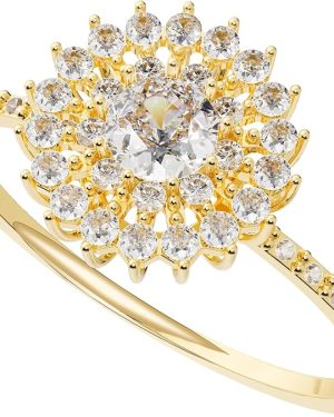 PCY 14K Gold-Plated Sunflower Rings for Women – Elegant Luxury Rings, Perfect for Daily Wear, Promise, and Eternity Gifts.