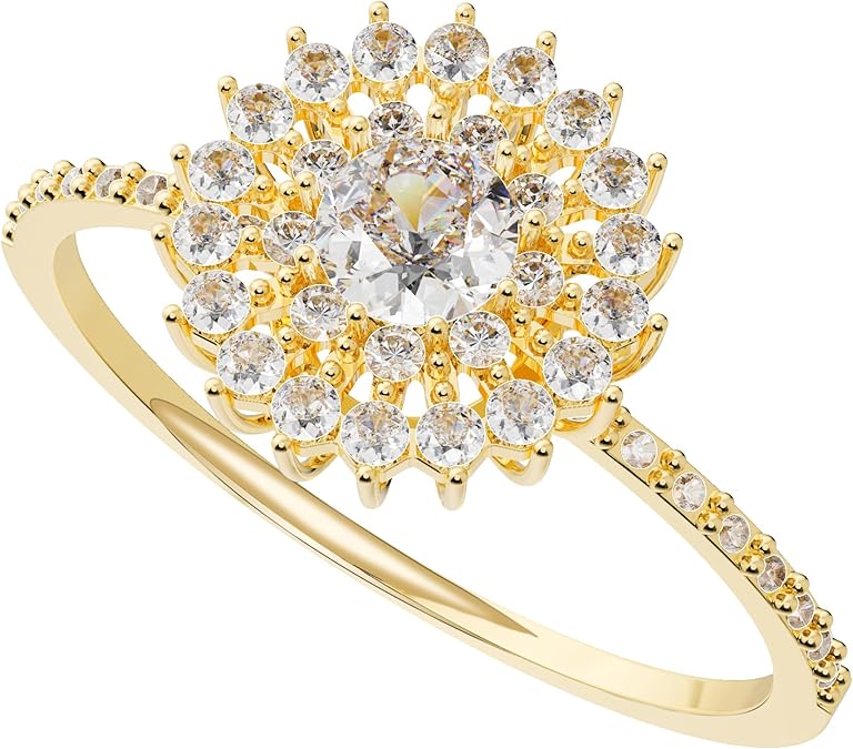 PCY 14K Gold-Plated Sunflower Rings for Women – Elegant Luxury Rings, Perfect for Daily Wear, Promise, and Eternity Gifts.