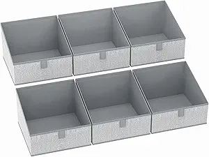 DIMJ 6-Pack Fabric Trapezoid Closet Storage Bins – Foldable Organizer Baskets for Shelves, Closet, Toys, Books, Towels, and Clothing – Gray
