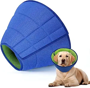 Adjustable Soft Dog Cone Collar – Comfortable Fabric Elizabethan Collar for Large, Medium, and Small Dogs to Prevent Licking After Surgery or Neuter Recovery – Soft Head Cone of Shame