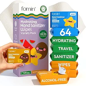 Fomin Mini Hand Sanitizer Wipes – 8 Pack (8 Count Each)
