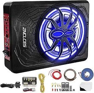 2025 Upgraded 10" 1200W Slim Under-Seat Powered Car Subwoofer