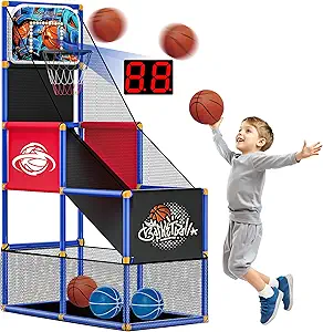 Kids’ Arcade Basketball Hoop with 4 Balls – Indoor & Outdoor Single-Shot Game for Toddlers