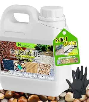 68oz Mulch Glue for Landscaping – Fast-Drying, Eco-Friendly Adhesive for Rock, Gravel, and Mulch. Strong, Long-Lasting Bond for Pea Gravel, Stones, and Wood Chips. Ideal for Large Outdoor Garden, Pathway, and Yard Projects.