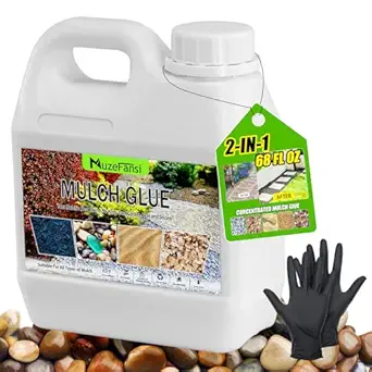 68oz Mulch Glue for Landscaping – Fast-Drying, Eco-Friendly Adhesive for Rock, Gravel, and Mulch. Strong, Long-Lasting Bond for Pea Gravel, Stones, and Wood Chips. Ideal for Large Outdoor Garden, Pathway, and Yard Projects.