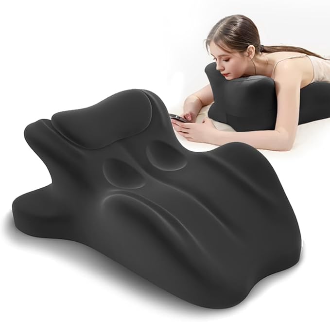 Sweet Spot Chiro Monk Pillow for Couples – Ergonomic Contoured Support Pillow with 27° Angle, Multi-Functional Memory Foam Lounger & Back Support (Black)