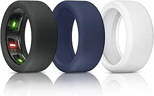 Silicone Ring Cover for Oura Ring Protector – Elastic, Patent-Protected Case Compatible with Oura Ring Gen 3 & 4, Ideal for Workouts (Black, Night Blue & White, Size M for 11/12/13)