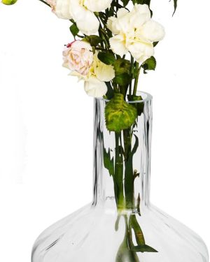 Modern Decorative Glass Vase with Wooden Base – Perfect for Fresh Flowers and Stylish Home or Office Decor