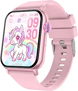 Kids’ Smart Watch – Pink: Features a vibrant HD touch screen with 12 fun puzzle games