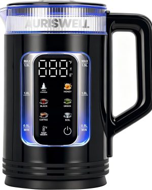 1.5L Glass Electric Tea Kettle with Temperature Control – Smart Water Boiler for Tea & Coffee, Automatic Shut-Off, 12-Hour Keep Warm, One-Touch with 6 Preset Temperatures