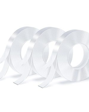 Double-Sided Nano Tape – Transparent, Traceless Adhesive | Removable, Washable, Reusable | Ideal for Carpets, Photo Walls | 3 Rolls, 3m Each