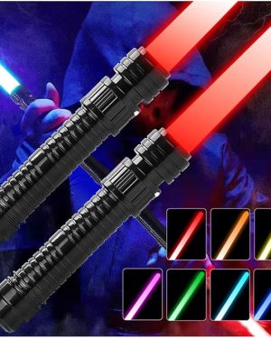 2-Pack Light Up Toy Swords for Kids – 7-Color Expandable Lightsabers with FX Sound and Motion Sensitivity, Realistic Handles – Perfect for Halloween Costumes, Galaxy Battles, Parties & Christmas Gifts