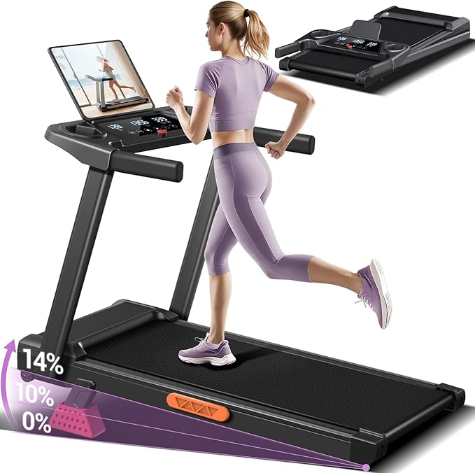 UAMY 3-in-1 Folding Treadmill for Home, 3.0HP Motor, 14% Incline, Handlebar Design, Triple Touch Screens.