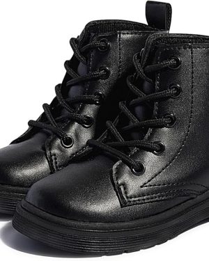 Miamooi Toddler Waterproof Leather Combat Ankle Boots for Girls and Boys – Outdoor Chelsea Fall Booties, Comfortable Shoes for Little Kids