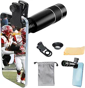 22X Long-Focus Telephoto Lens for iPhone & Android – Zoom Camera Lens with Universal Phone Clip for Photos and Videos