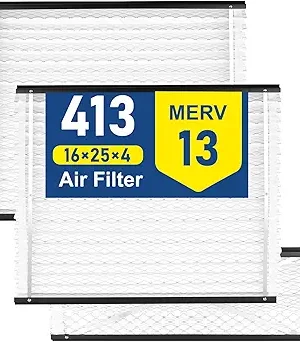 2-Pack 413 Replacement Air Filters – Compatible with AprilAire Whole-House Air Purifier Models 1410, 1610, 2140, 2410, 2416, 3410, and 4400 – Size 16x25x4 – MERV 13 Efficiency.