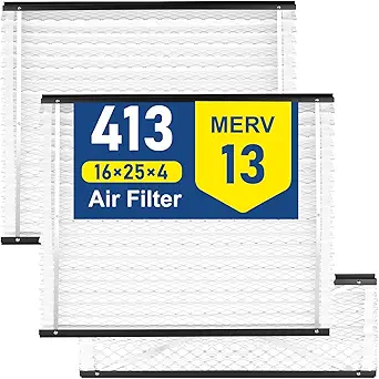 2-Pack 413 Replacement Air Filters – Compatible with AprilAire Whole-House Air Purifier Models 1410, 1610, 2140, 2410, 2416, 3410, and 4400 – Size 16x25x4 – MERV 13 Efficiency.