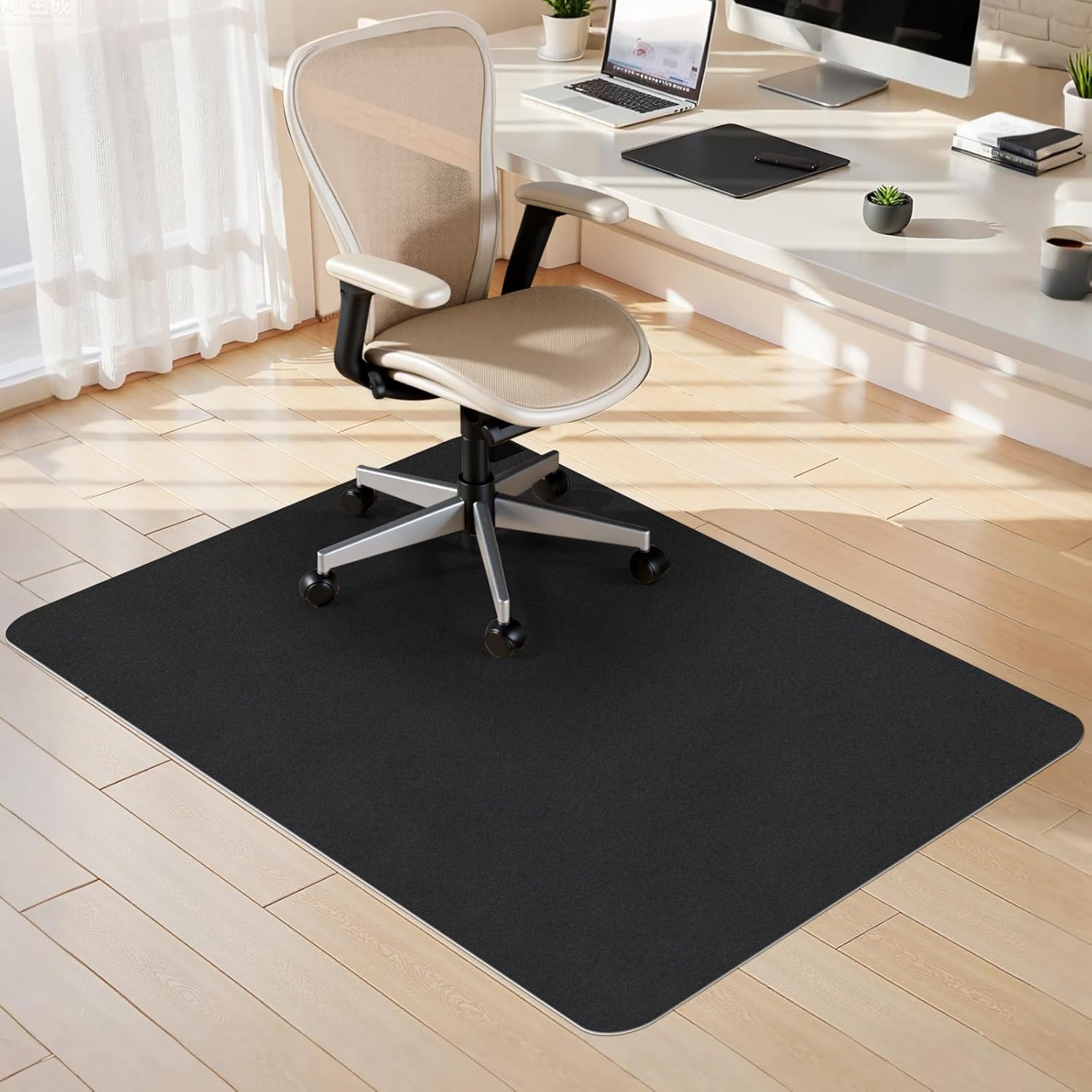 Sycoodeal Office Chair Mat for Hardwood Floors – Slip-Resistant, Heavy-Duty Floor Protector for Office and Gaming Chairs, Easy-to-Clean, Black (36" x 48")