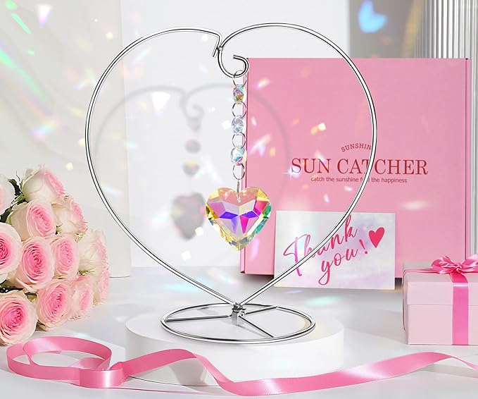 Crystal Sun Catcher for Women – Unique Gift for Birthday, Anniversary, Christmas, or Valentine’s Day – Romantic Rainbow Maker Window Hanging for Mom, Girlfriend, or Her