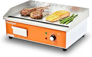 21.6-Inch Nonstick Stainless Steel Electric Griddle – Adjustable Temperature Control, Flat Top Grill for Smokeless Cooking. Perfect for Restaurants, Home Kitchens, Indoor & Outdoor Use, Camping, and Commercial Settings.