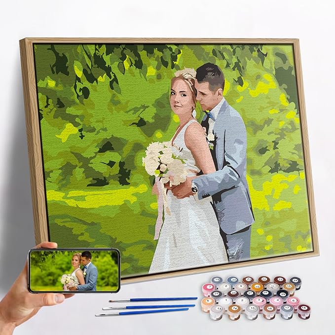 JOXOFO Custom Paint-by-Number Kit for Adults – Personalized DIY Canvas Acrylic Painting Set for Family, Couples, Friends, Pets, and Home Decor
