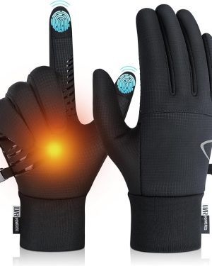 Benirap Winter Gloves for Men and Women – Warm, Windproof, Non-Slip, Touchscreen Gloves for Running and Cycling in Cold Weather (Black)