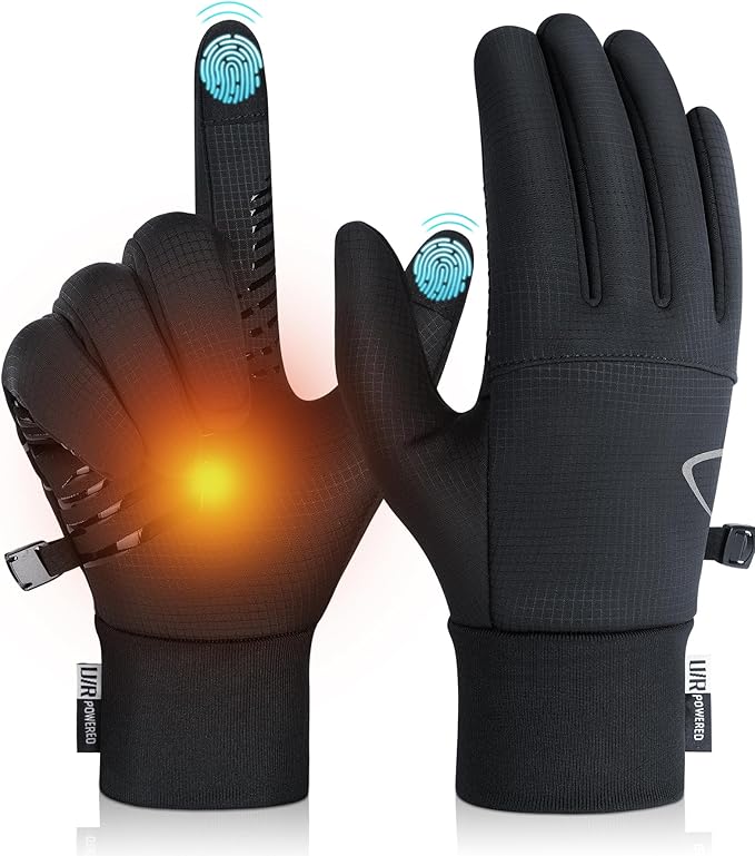 Benirap Winter Gloves for Men and Women – Warm, Windproof, Non-Slip, Touchscreen Gloves for Running and Cycling in Cold Weather (Black)