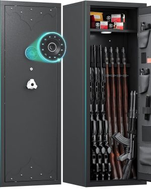 KAER 12–15 Gun Safe – Secure Rifle & Pistol Storage Cabinet with Adjustable Gun Racks and Shelf, Large Digital Gun Locker Suitable for AR-15 and Other Firearms