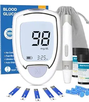 Glucose Monitoring Kit – Blood Sugar Meter with 100 Test Strips & 100 Lancets