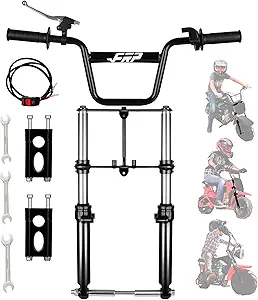 FRP Mini Bike Suspension Kit – Front Fork with Handlebar & Clamps, Compatible with Monster Mega Moto MMB80/MMB105 (80cc/105cc), Motovox MBX10/MBX11, Coleman CT100U, Baja DB30 – Black