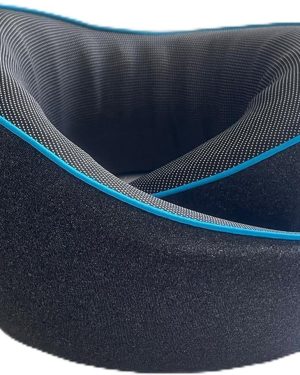 Airplane Travel Neck Pillow – Comfortable Neck Support for Traveling (Black & Light Blue)