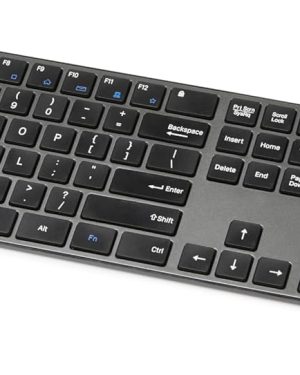 Amazon Basics Ultra-Premium Wireless Keyboard & Mouse Combo – Rechargeable, Ultra-Slim, Quiet, Full-Size with Number Pad, Unifying Receiver, Black