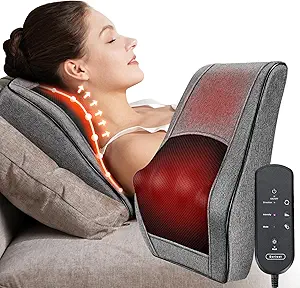 Boriwat Heated 3D Neck & Back Massager – Deep Tissue Pain Relief Pillow