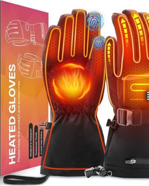 Rechargeable Heated Gloves for Men & Women – Waterproof Electric Hand Warmer Gloves with Touchscreen, Ideal for Winter Outdoor Activities, Skiing, Snowboarding, Hiking, Hunting, and Raynaud’s Relief