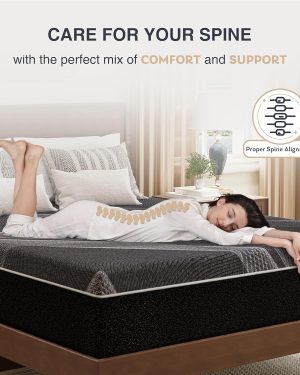 Queen Mattress, 10" Gel Memory Foam, Cooling Comfort & Back Pain Relief, CertiPUR-US Certified, Fiberglass-Free, Made in the USA, Medium Firm