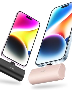 2-Pack 5000mAh Portable iPhone Charger with Built-in Cable – MFi-Certified Mini Power Bank, Cordless External Battery for All iPhone Models (14/13/12/11/XR/X/SE/8/7/6, Pro Max)