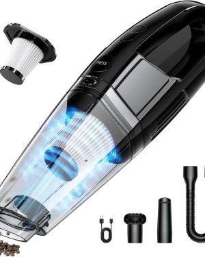 Cordless Handheld Vacuum – 7000Pa Suction, 650mL Dustbin, Ultra-Light 1.43 lbs, Rechargeable, Perfect for Car & Home, 25-Minute Runtime