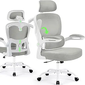 AreShark Ergonomic Office Chair – High Back Mesh Desk Chair with Adjustable Lumbar Support, Headrest, and Wheels – Comfortable Swivel Task Chair for Home, Work, or Gaming