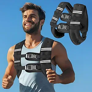 Zikopomi Weighted Vest for Men & Women – 6lb, 8lb, 12lb, 16lb, 20lb, 25lb, 30lb – Reflective Stripes – Ideal for Workouts, Strength Training, Running, Fitness, Muscle Building, Weight Loss, and Rucking