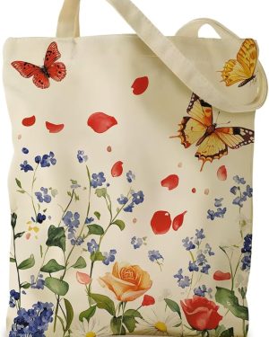 Aesthetic Cotton Tote Bag for Women – Durable Cloth Shoulder Bag with Stylish Pattern