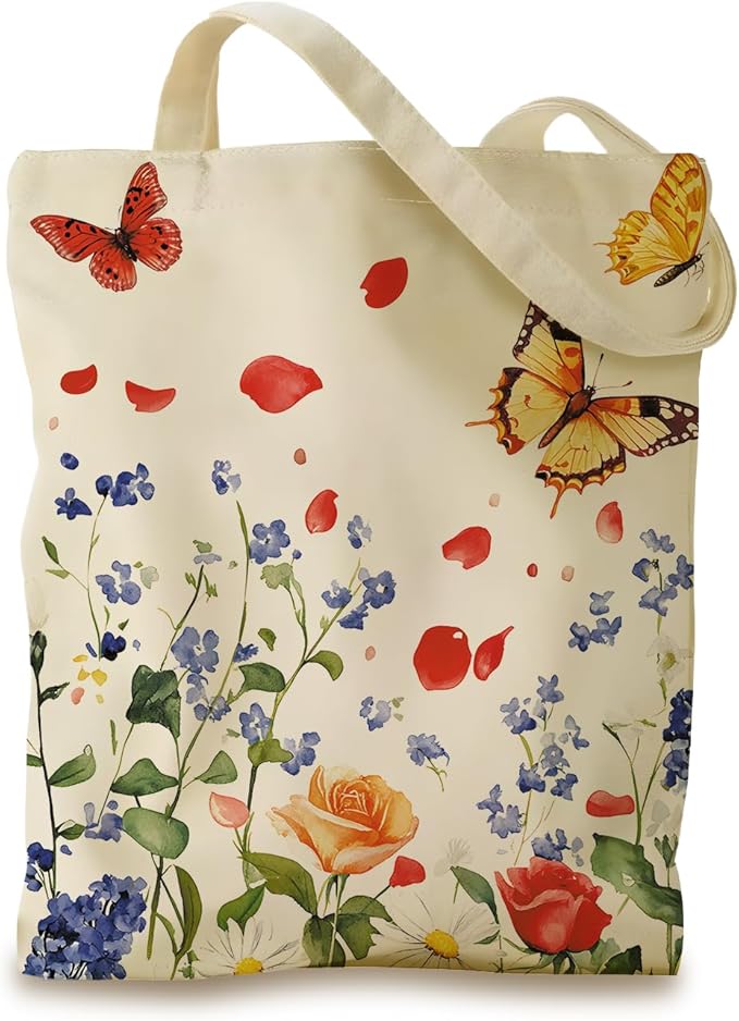Aesthetic Cotton Tote Bag for Women – Durable Cloth Shoulder Bag with Stylish Pattern