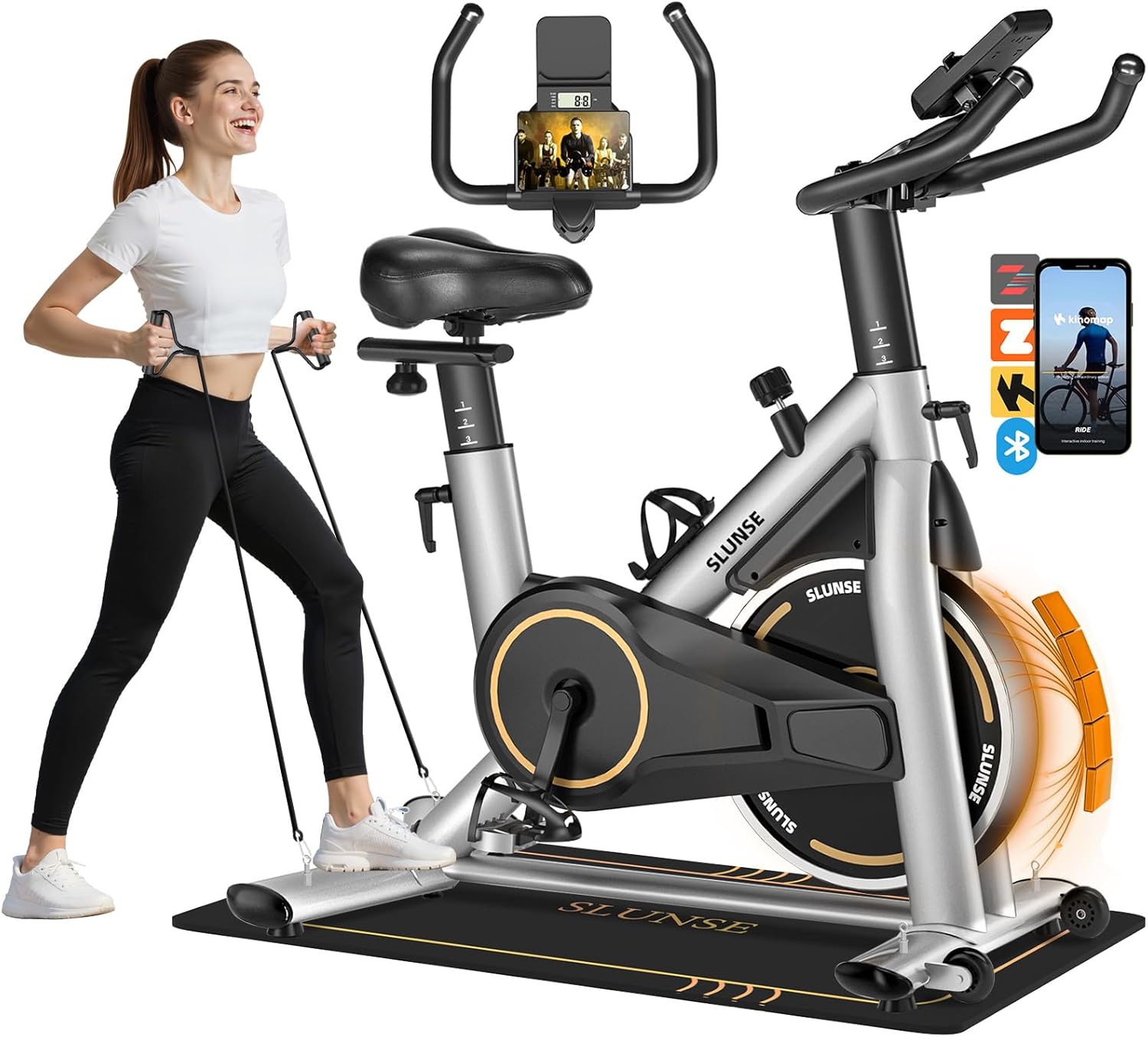 High-Performance Indoor Exercise Bike with Adjustable Magnetic Resistance, App Connectivity, Ultra-Quiet Operation, 350 lb Weight Capacity, Comfort Seat, Digital Display, and Phone Holder
