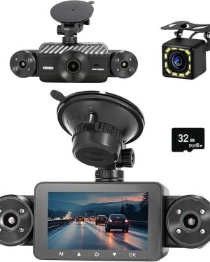 4-Channel 360° Dash Cam with Front, Rear, Left, and Right Cameras