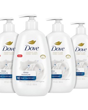 Dove Advanced Care Hand Wash Deep Moisture, 4 Pack of 12 oz Bottles – Moisturizing Formula for Soft, Smooth Skin