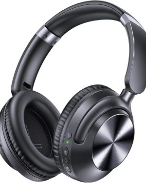 TAGRY Hybrid Active Noise-Cancelling Bluetooth Headphones – 100-Hour Playtime, Wireless Over-Ear Design, Fast Charging, Hi-Res Audio, Comfortable Earcups for Commute, Travel, Office, Phone & PC – Black