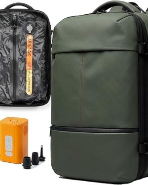 80L Expandable Vacuum Seal Travel Backpack with Electric Air Pump – Waterproof Carry-On Luggage with Integrated Vacuum Compression System, Padded Laptop Compartment & Anti-Theft TSA Lock